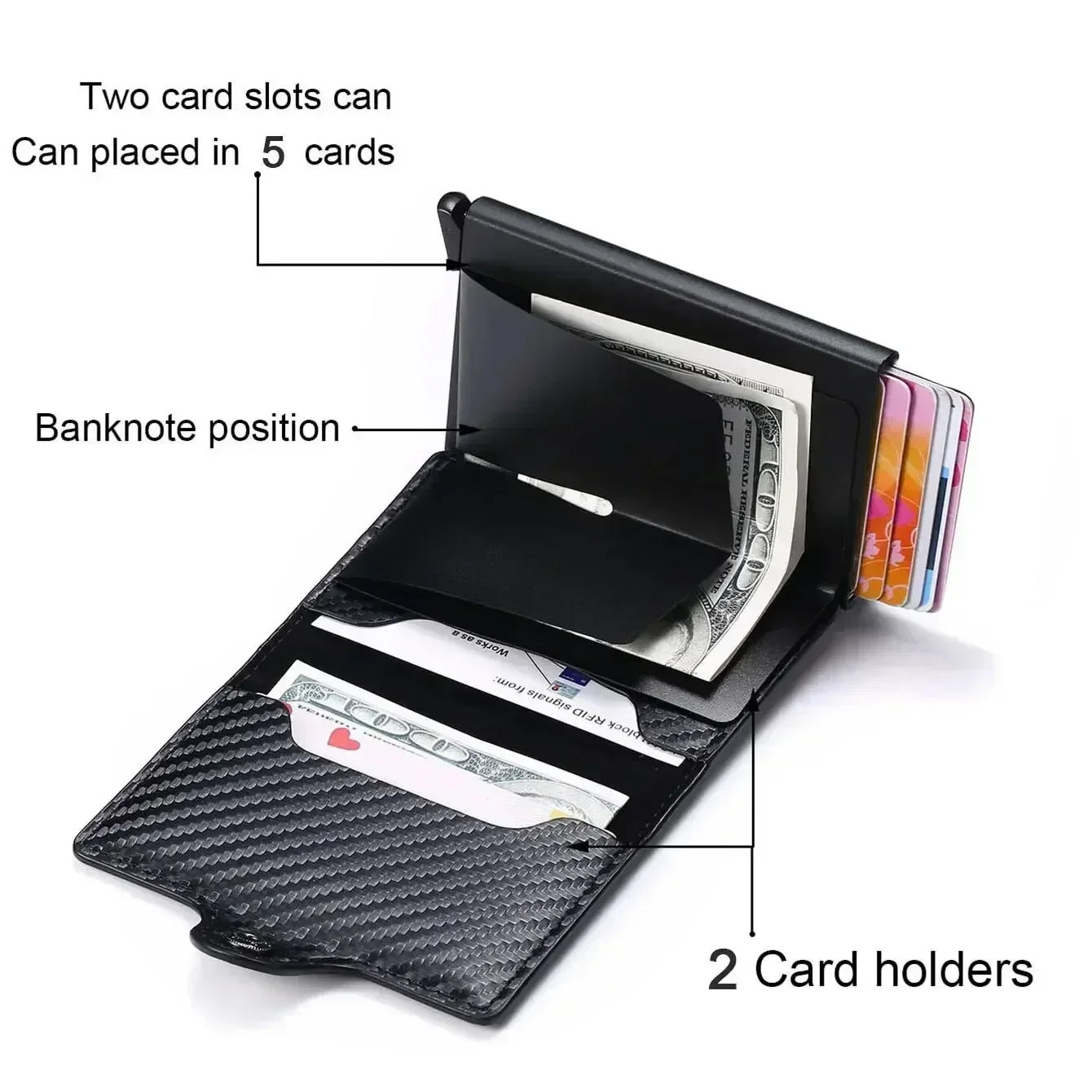 Rfid Aluminum Men Wallet Card Holder Purse Carbon Fiber Men Business