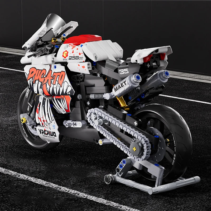 Technical V4 Motorcycle Building Blocks Set Famous Super Motorbike Model Kit Racing Bricks Kids Asse - Gallery image 11