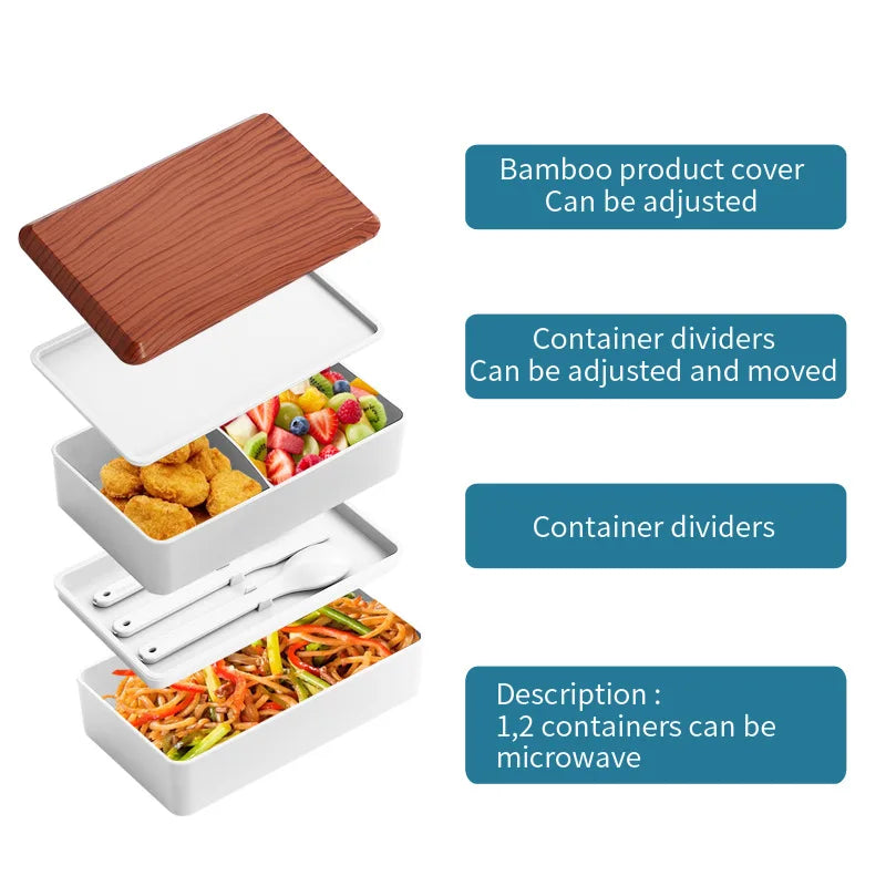 Untior Divided Lunch Box Picnic Microwave Japanese Bento Box Double