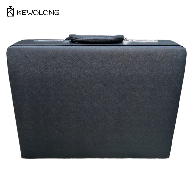 19 Inch Vintage Style Leather Briefcase, Combination Lock Document Case, Black Cross Texture File St - Product details