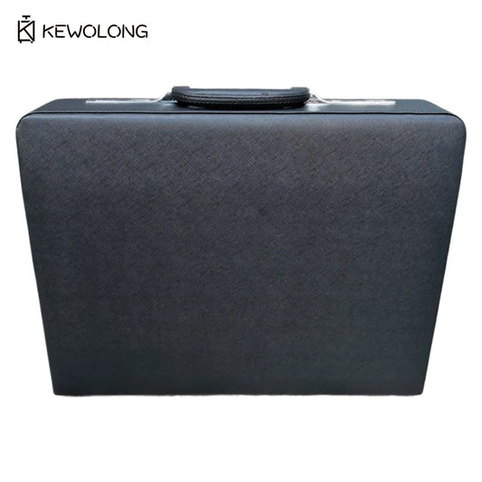 19 Inch Vintage Style Leather Briefcase, Combination Lock Document Case, Black Cross Texture File St - Product details