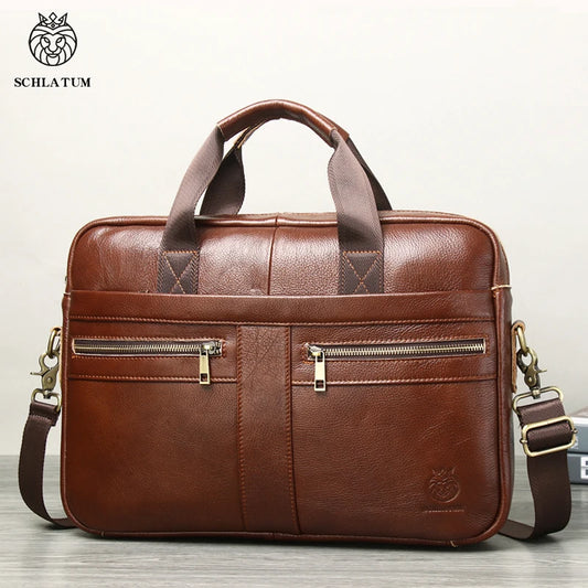 SCHLATUM Genuine Leather Briefcases Hard For Men 15.6 Inch Office Bussiness Comp - Main View