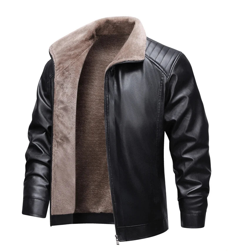 Winter Fleece-lined Leather Jacket Men 2025 New Coat Men's Top Windproof Leisure Mens Streetwear Zip - Gallery image 13