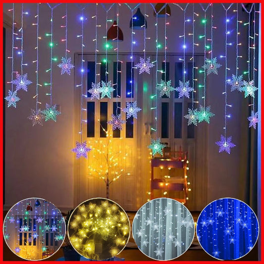 Christmas Light 3.5m Led Snowflake Garland Curtain String Fairy Lights - Front View