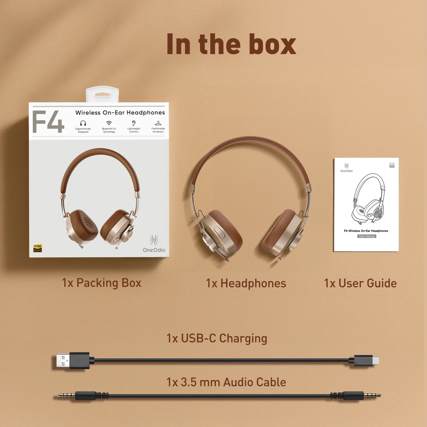 OneOdio F4 Wireless Headphones dual-device connection Vintage Headphones 50H Playtime - Gallery image 10