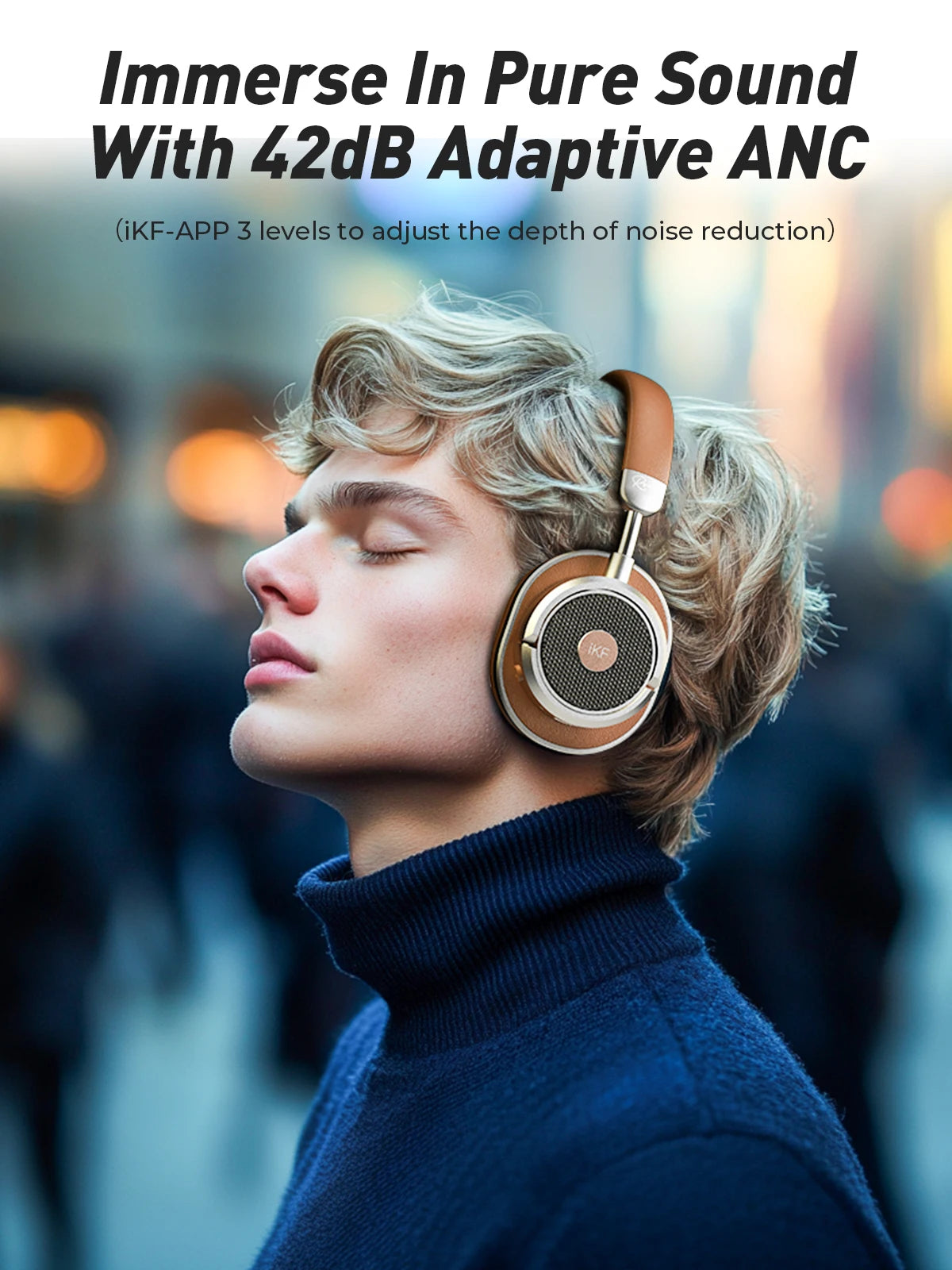 iKF Rona Vintage Fashion 42dB Active Noise Cancellation Headband