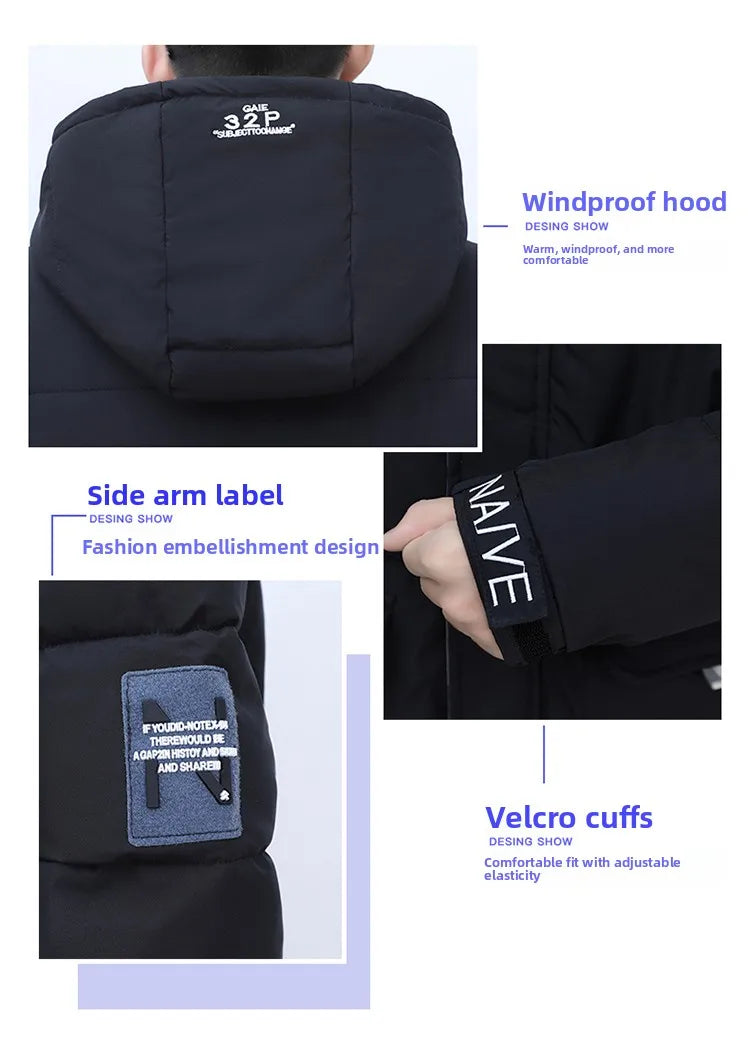 2025 Autumn Winter Loose Youth Cotton Padded Jacket Men Solid Color Parkas Winter Puffer Jackets Male Student Warm Parka Coat - Usage Context Display