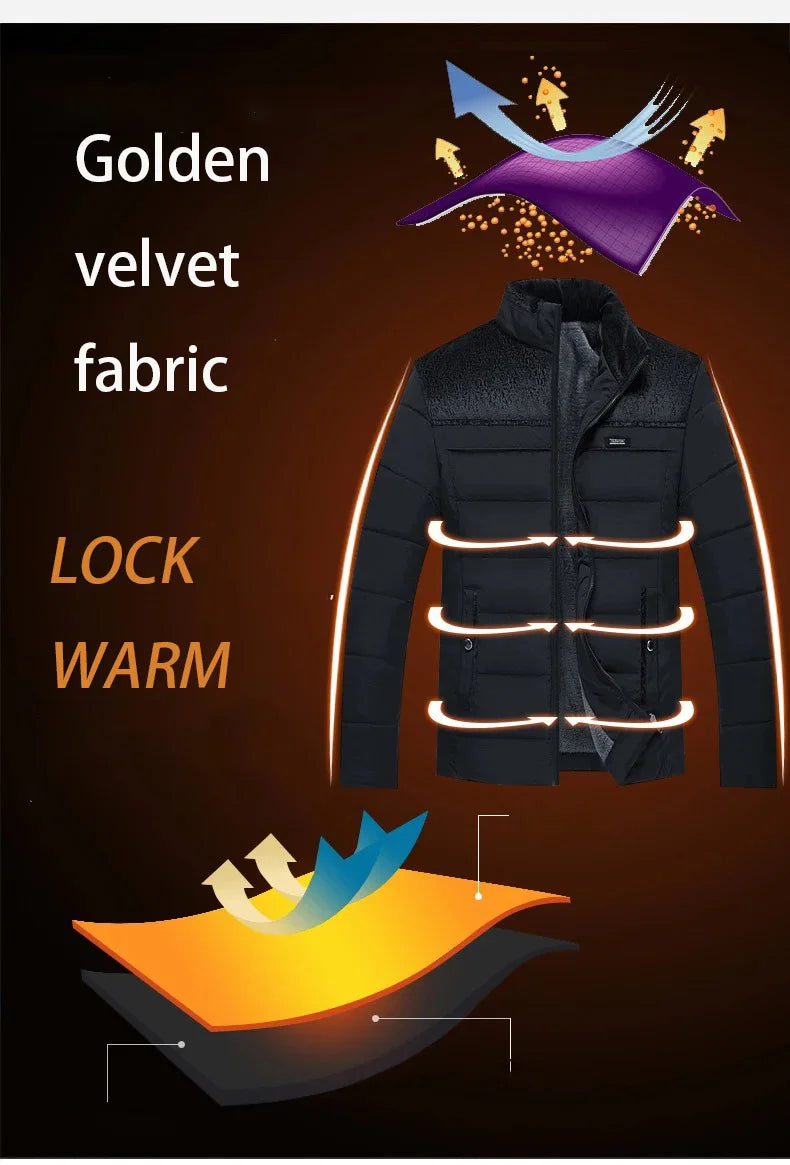 Puffer Jacket Men's Plush Thickened Parkas Stand Collar Jacket Men's Coat Winter Warm Thick Zipper C - Gallery image 9