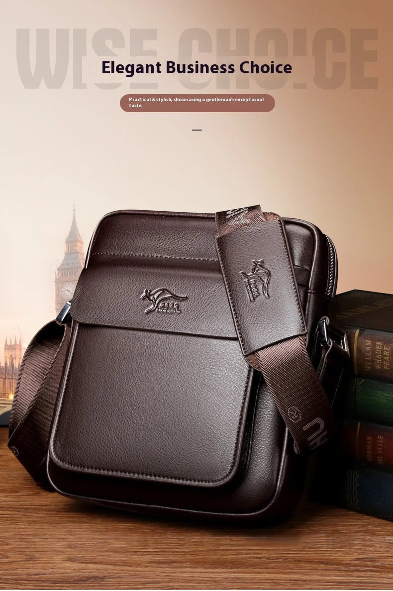 PU Leather Crossbody Bag for Men - Square Sling Shoulder Bag with