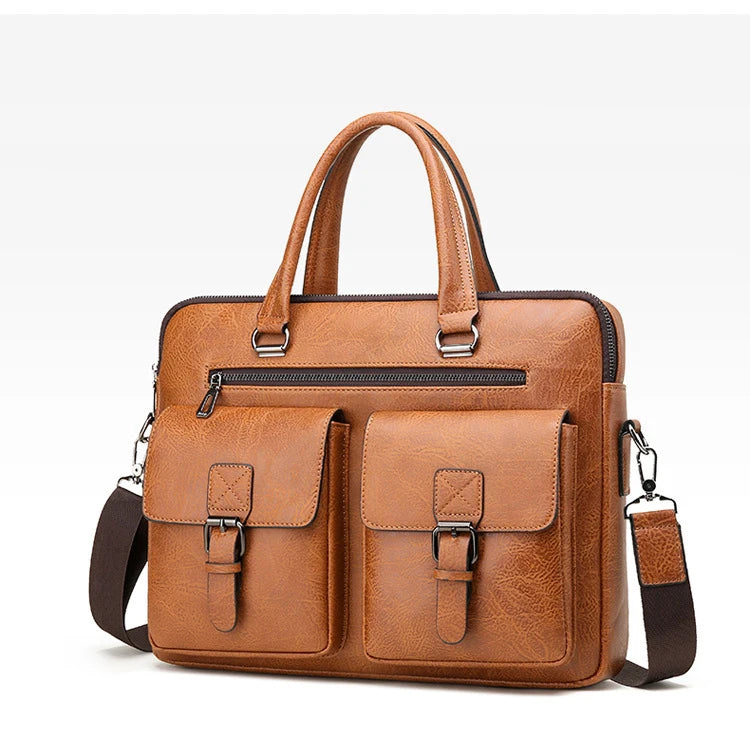 Luxury Brand Man Business Briefcase Bag PU Leather Messenger