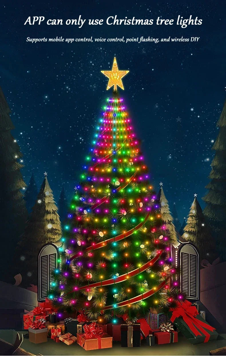 Smart Christmas Tree Lights App DIY Text Pictures Music Rhythm LED RGB String Li - View 6