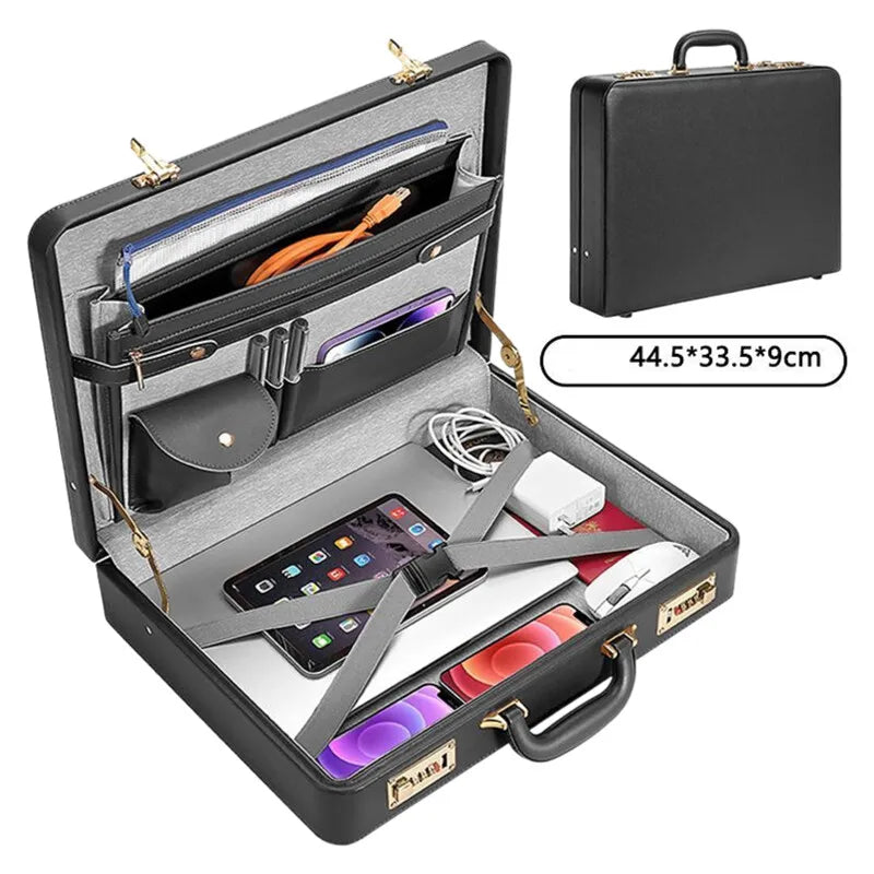 Professional PU Leather Business Briefcase Multifunctional Laptop Bag with Multiple Compartments, Do - Gallery image 6