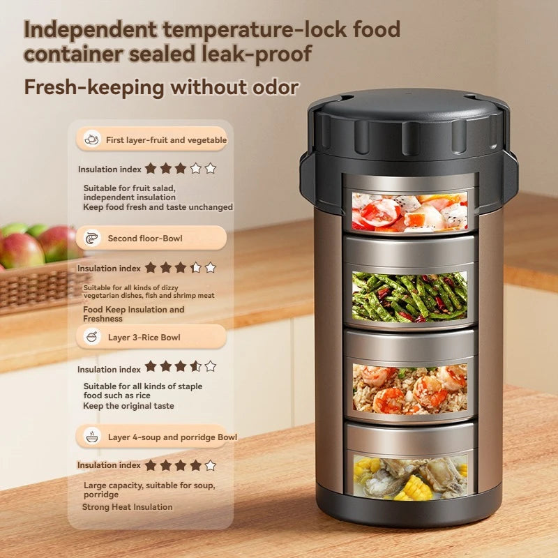 Stainless Steel Lunch Box, Large Capacity, Outdoor Bento Box,