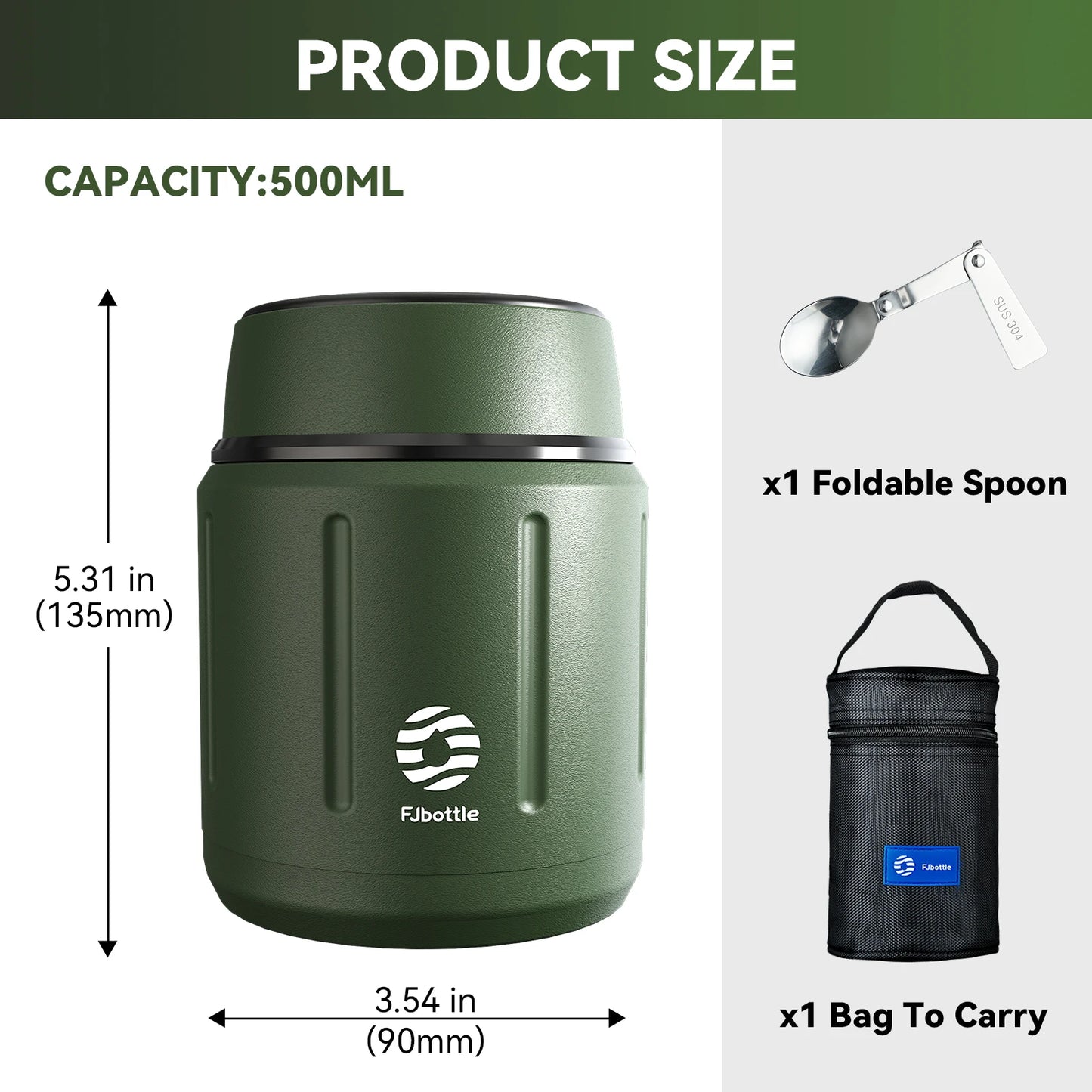 FEIJIAN 500ml Food Thermos, 316 Stainless Steel Vacuum Insulated