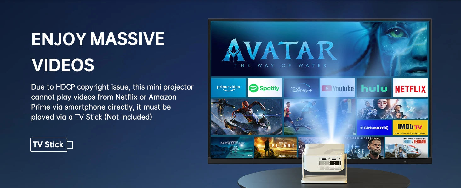 Portable 650ANSI Projector Native 1080P Android 11 Auto Focus & Keystone 4K 360° Rotate Wifi6 BT5.2 Airmouse Home Theater - Product Image 11