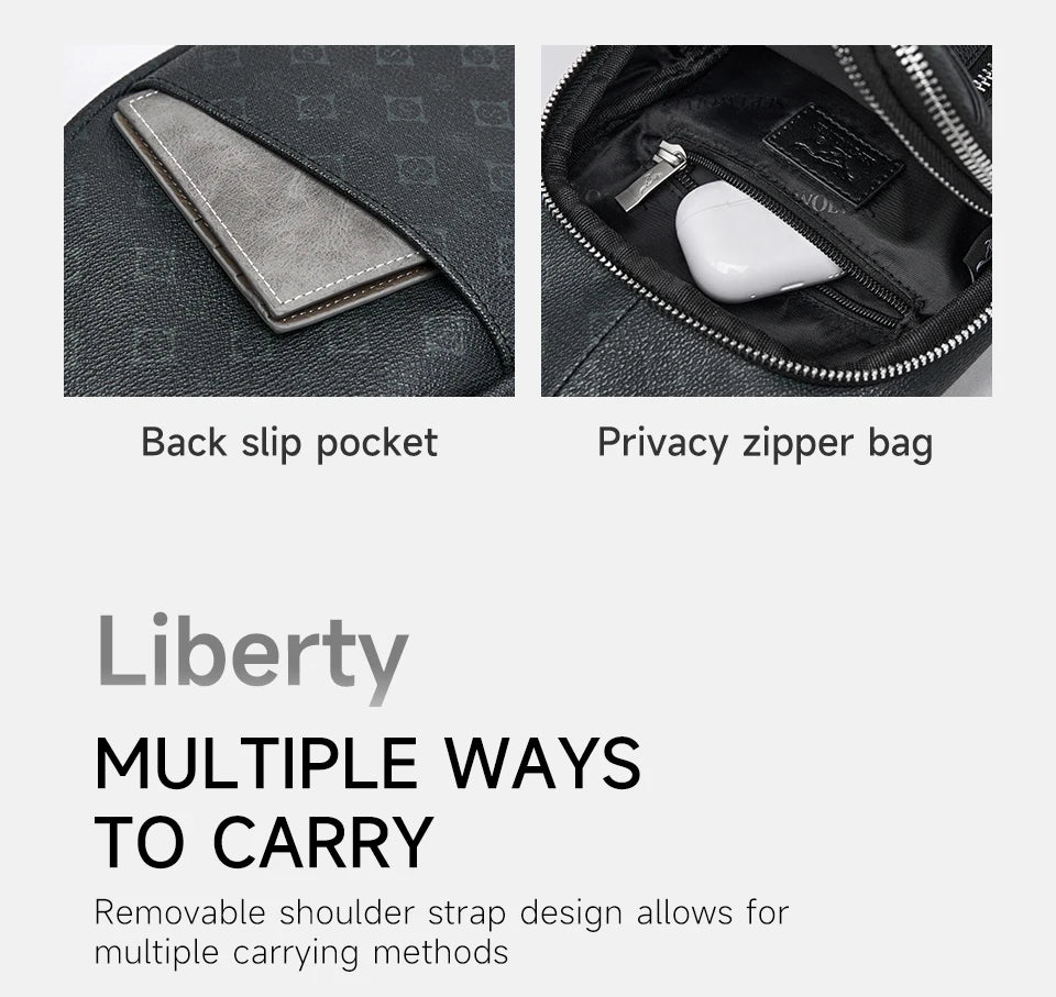 Septwolves Business Thin Printed Leather Crossbody Sling Bag Man