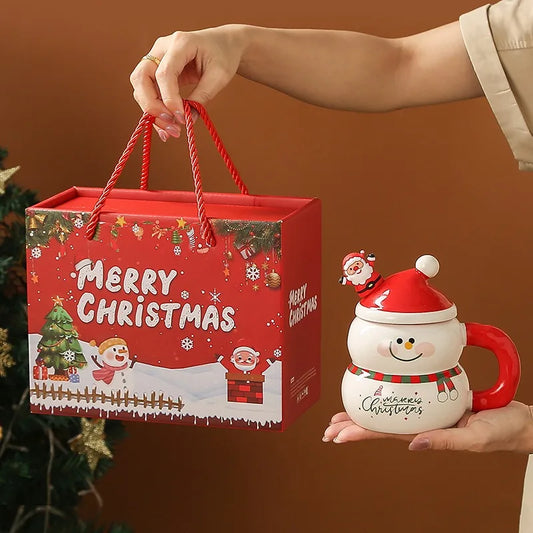 Creative Christmas Ceramic Cup Cartoon Snowman Mugs Gift Box for Christmas Household Coffee Mug Milk Cup - Image 1