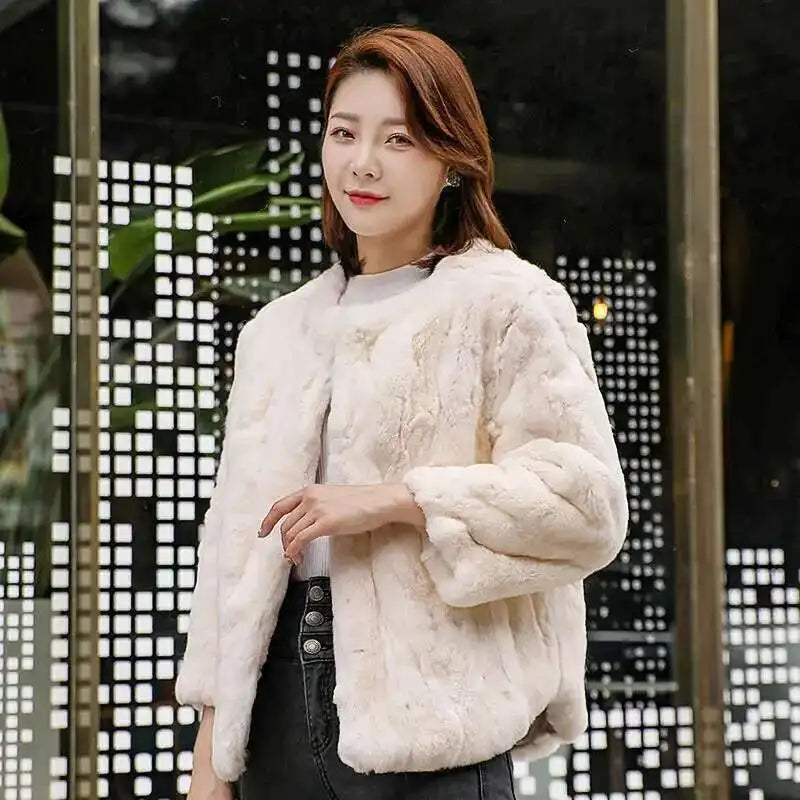 Real Rabbit Fur Coat Women Winter Jacket Short Loose Size Thick Warm Fluffy Coat - View 4