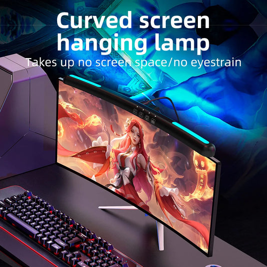 LED Screen Light Bar Monitor For Pc Screen Hanging USB Stepless Dimming RGB Curv - Side View