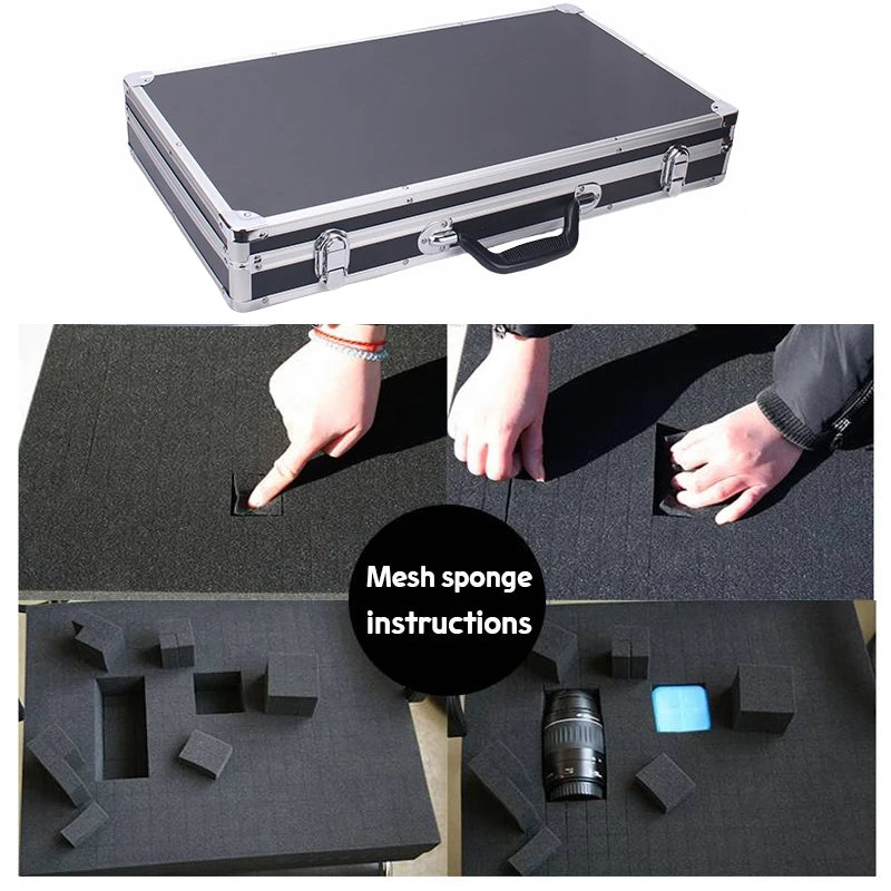 Tool Box Aluminium Equipment Case Protable Toolbox for Mechanic Large Capacity Suitcase Hard Case 58x32x8.5cm Rectangular toolbo - Usage Context Display