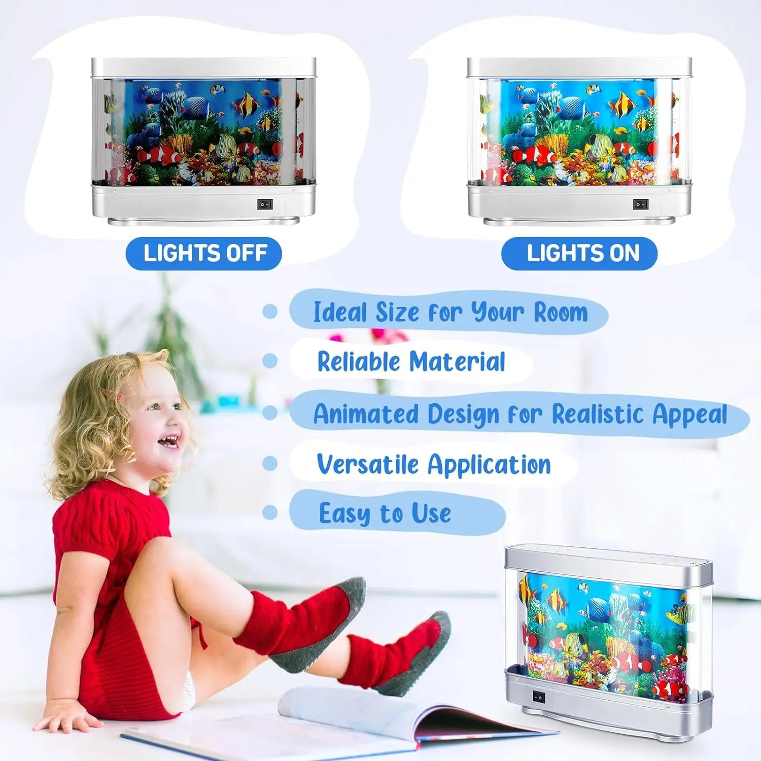 Desktop Aquarium Fish Tank Decorative Light Usb Dynamic Fish Tank Decorative Lig - Detail View