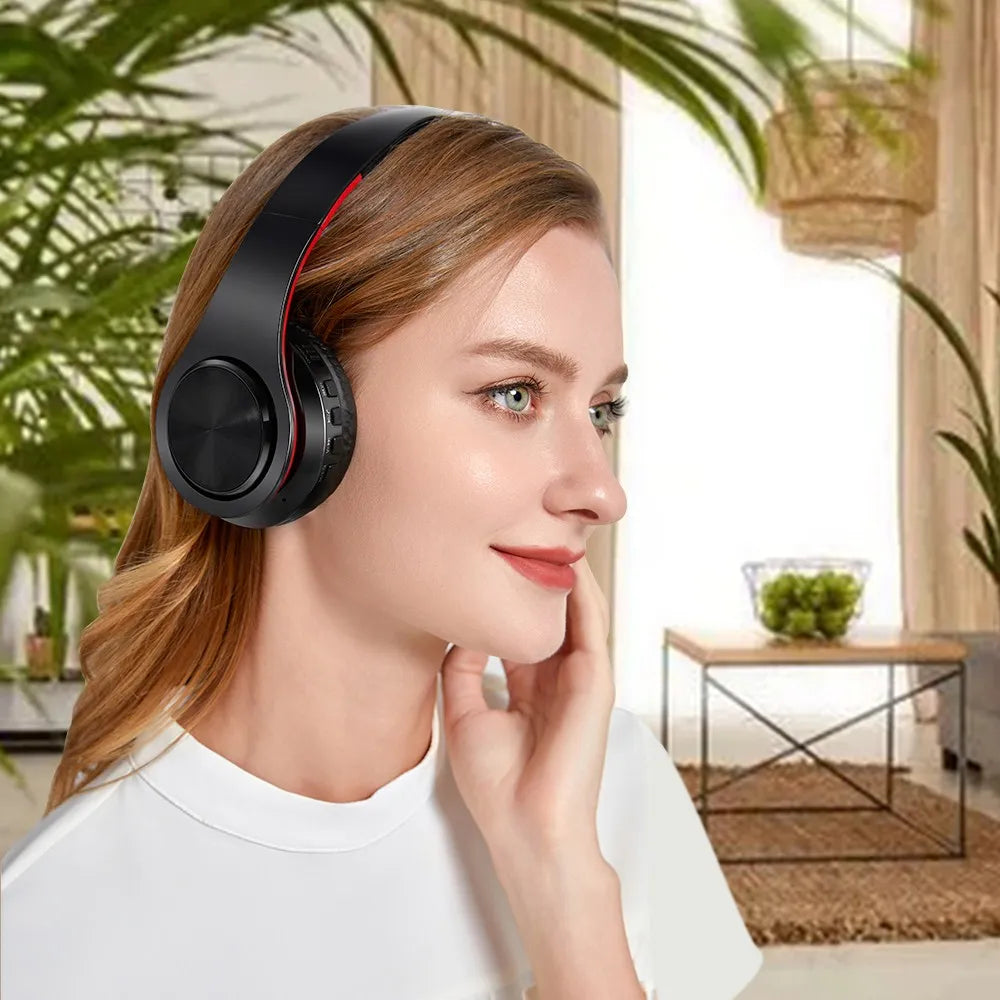 HIFI Stereo Earphones Bluetooth Headphone Music FM and Support SD