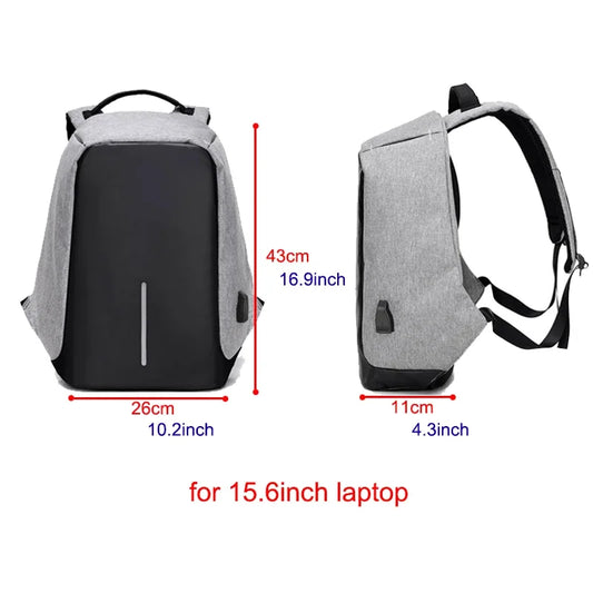 Anti-theft Backpack Bag 15.6 Inch Laptop Men Mochila Male Waterproof B - Front View