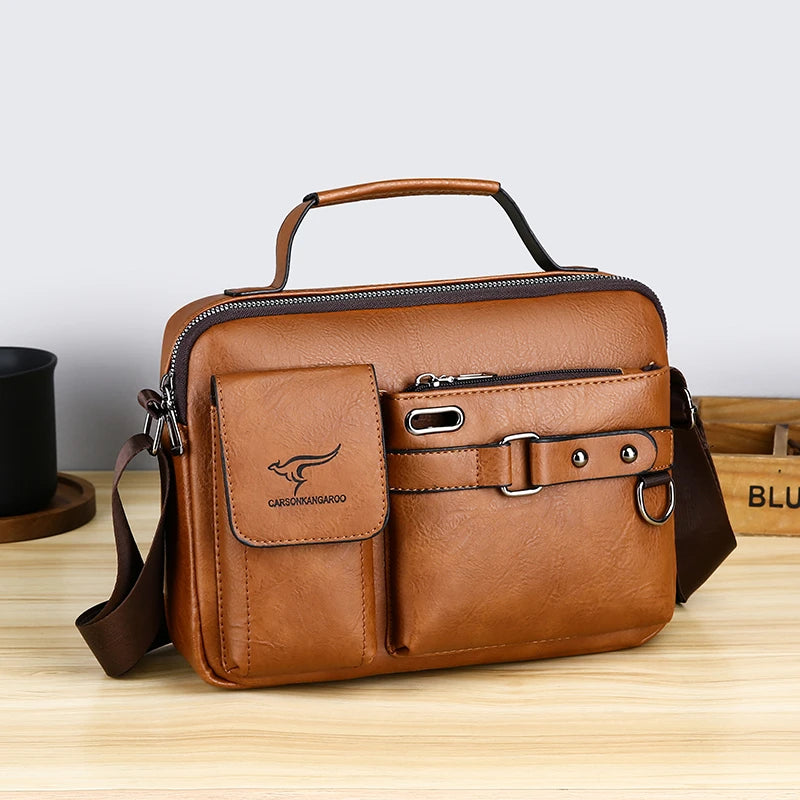 Fashion Men's Shoulder Bag PU Leather Handbag Business Briefcase