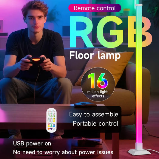 RGB Led Floor Lamp Dimmable Night Lamp Smart LED Lights Mood Corner Floor Lighti - Side View