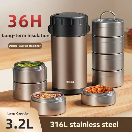 Stainless Steel Lunch Box, Large Capacity, Outdoor Bento Box,