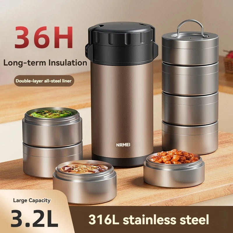 Stainless Steel Lunch Box, Large Capacity, Outdoor Bento Box,