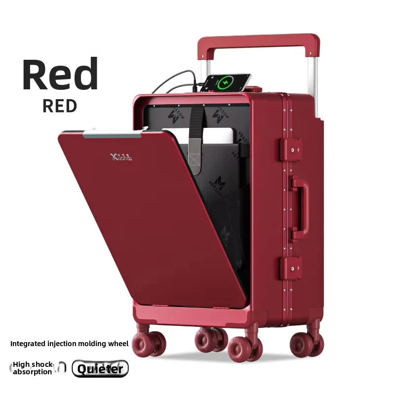 COLENARA ABS+PC Suitcase Front Opening Laptop Boarding Case USB Charging Trolley Case 20"24"26 Inch  - Gallery image 7
