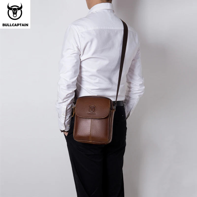 BULLCAPTAIN Leather Men's Messenger Bag Business Shoulder Bags