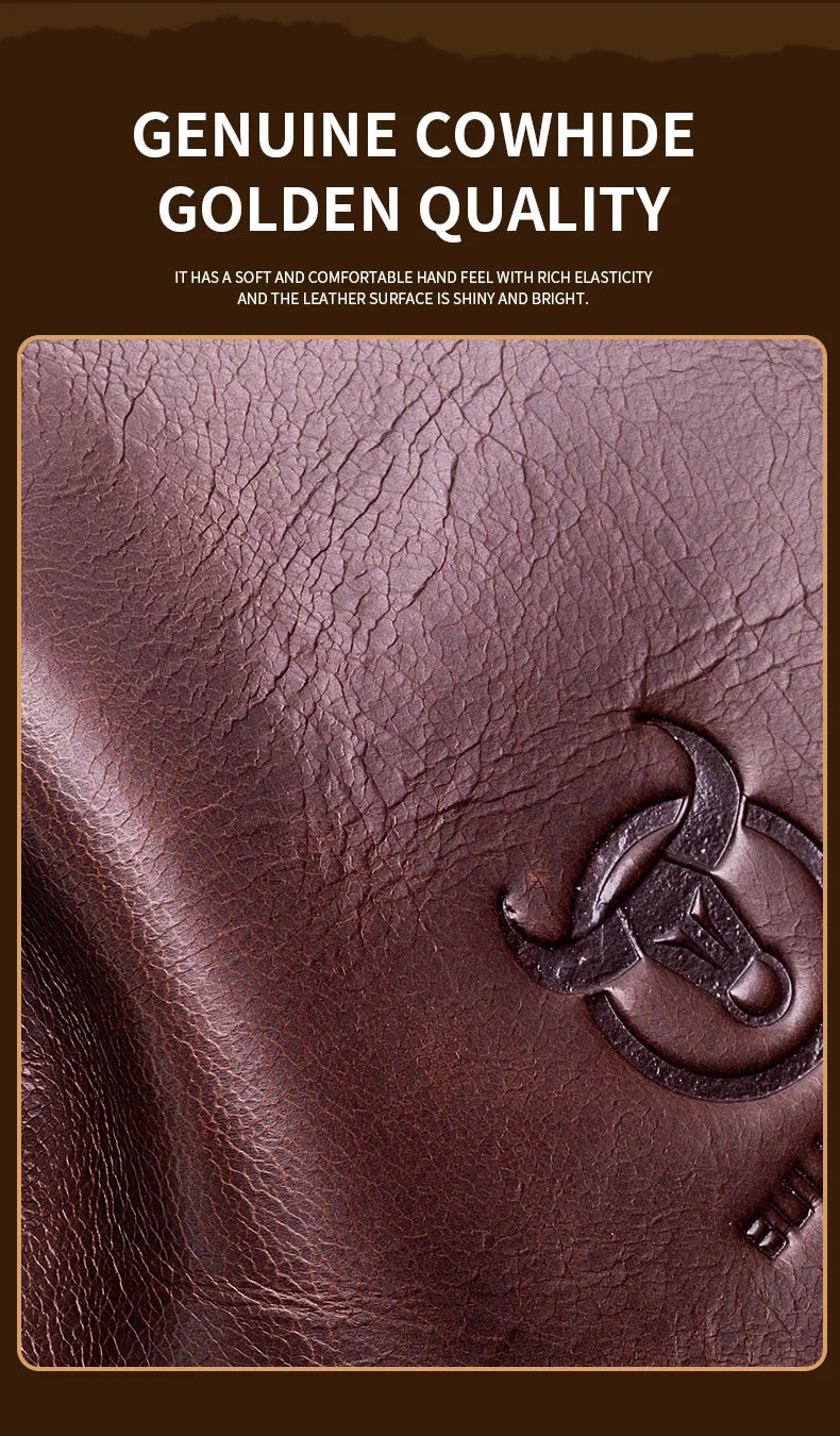 BULLCAPTAIN Men Genuine Leather Crossbody Bag Casual Everyday