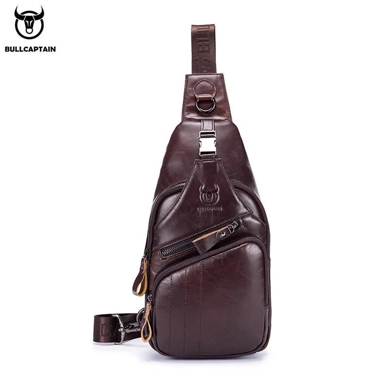 BULLCAPTAIN Bag Genuine Leather Chest Bag Men's Fashion Style Casual