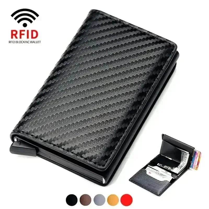 Rfid Aluminum Men Wallet Card Holder Purse Carbon Fiber Men Business