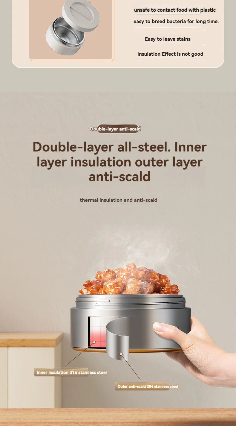 Stainless Steel Lunch Box, Large Capacity, Outdoor Bento Box,