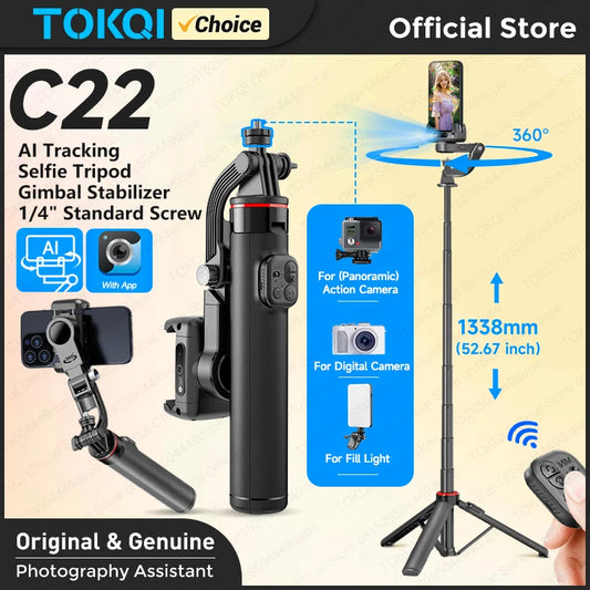 AI Tracking Deskpot Gimbal Tripod with Extendable Selfie Stick for Mob - Main View