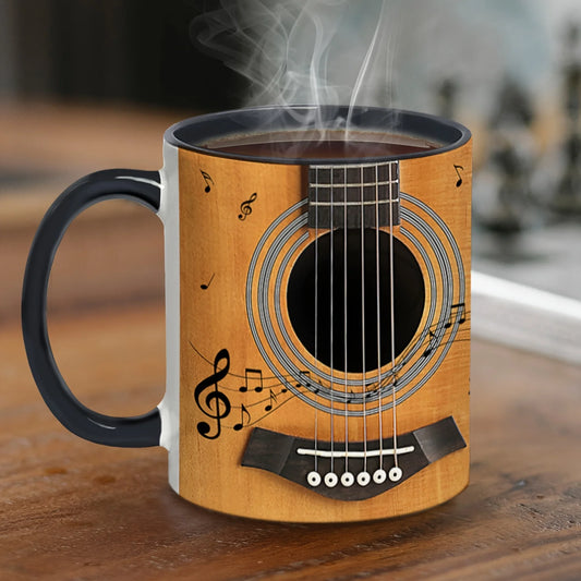 Guitar Lovers Ceramic Mug Musical Notes Novelty Cups Gift for Music Lovers Frien - Main View