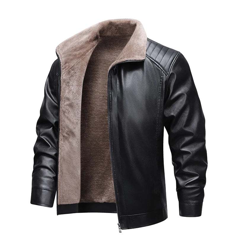 Winter Fleece-lined Leather Jacket Men 2025 New Coat Men's Top Windproof Leisure Mens Streetwear Zip - Gallery image 20