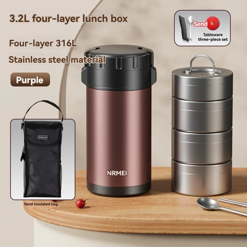 Stainless Steel Lunch Box, Large Capacity, Outdoor Bento Box,