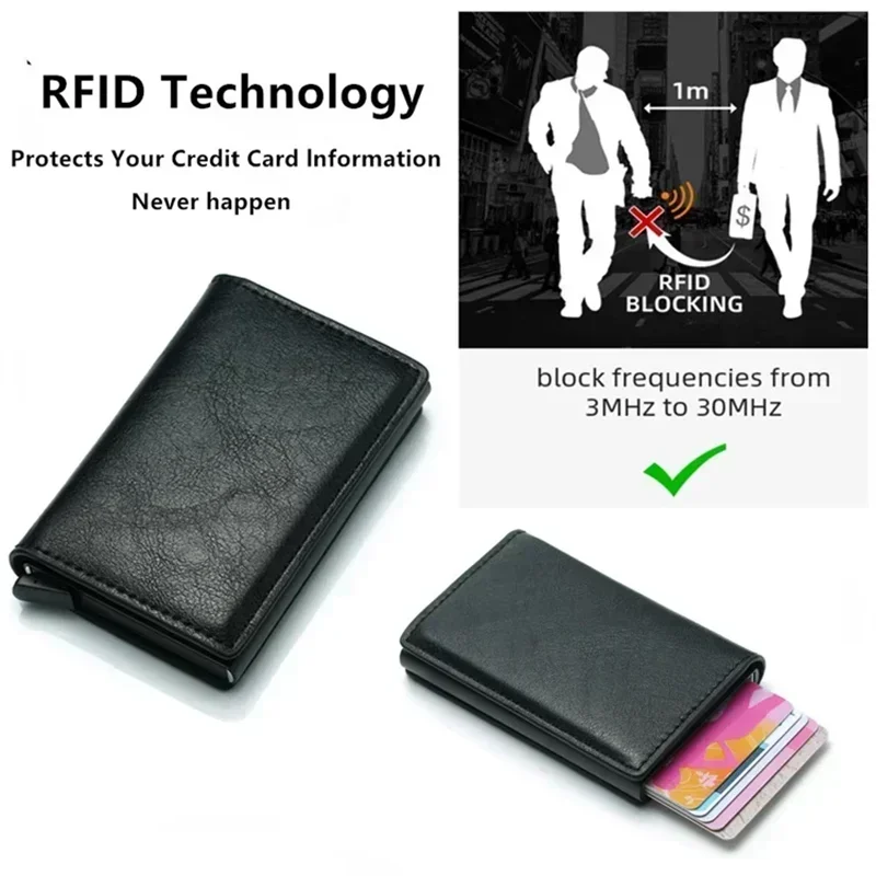 Rfid Aluminum Men Wallet Card Holder Purse Carbon Fiber Men Business
