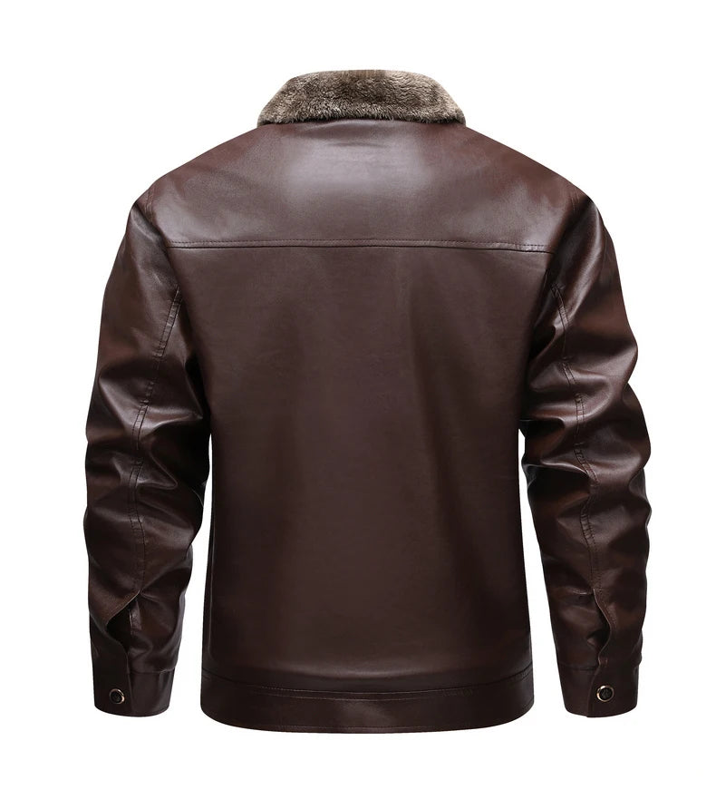 Winter Fleece-lined Leather Jacket Men 2025 New Coat Men's Top Windproof Leisure Mens Streetwear Zip - Gallery image 12
