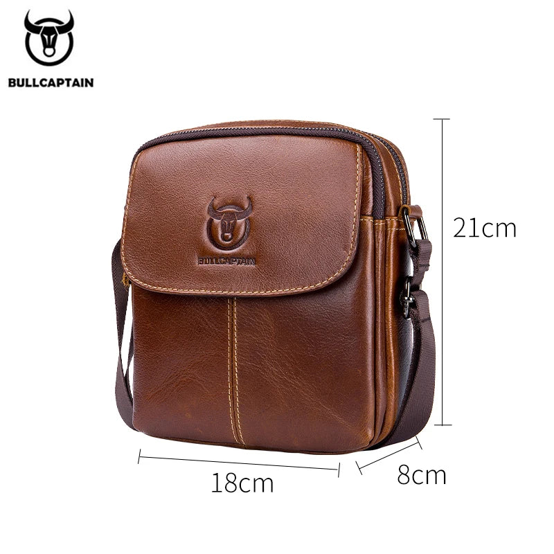 BULLCAPTAIN Leather Men's Messenger Bag Business Shoulder Bags