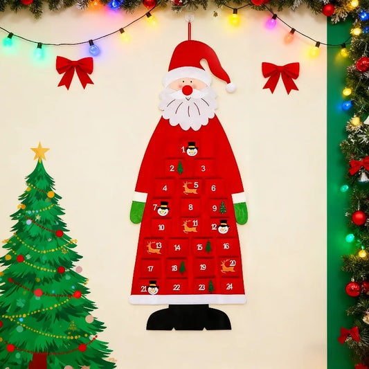 Christmas Felt Tree Advent Calendar Countdown Wall Hanging Festive Dec - Front View