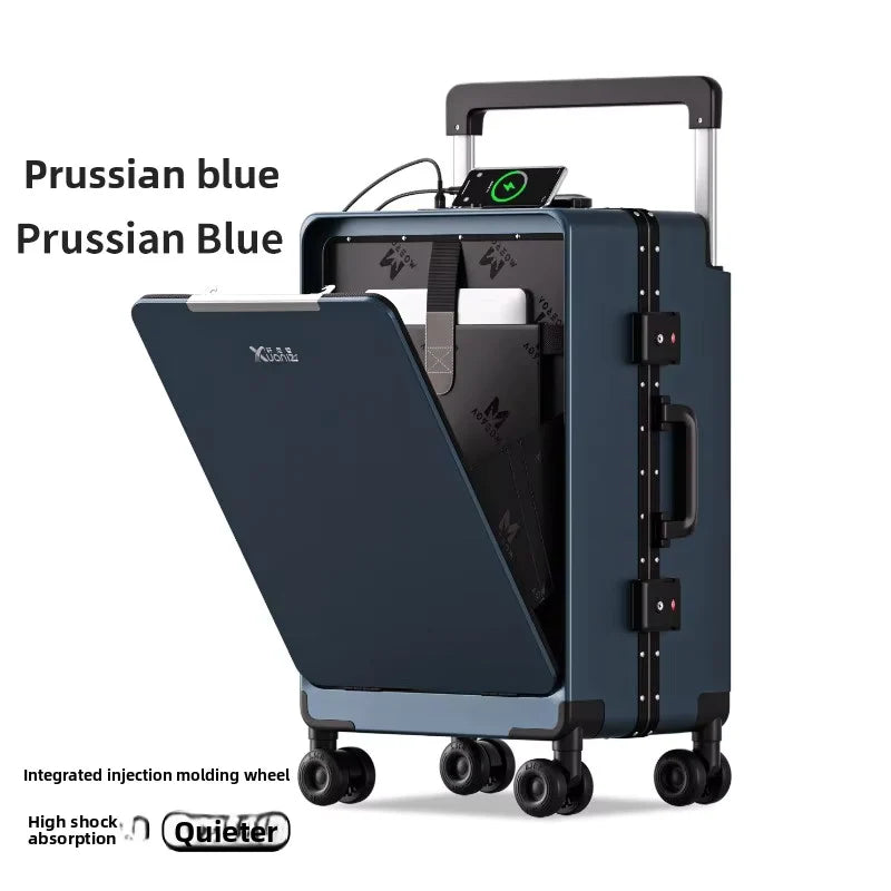 COLENARA ABS+PC Suitcase Front Opening Laptop Boarding Case USB Charging Trolley Case 20"24"26 Inch  - Gallery image 10