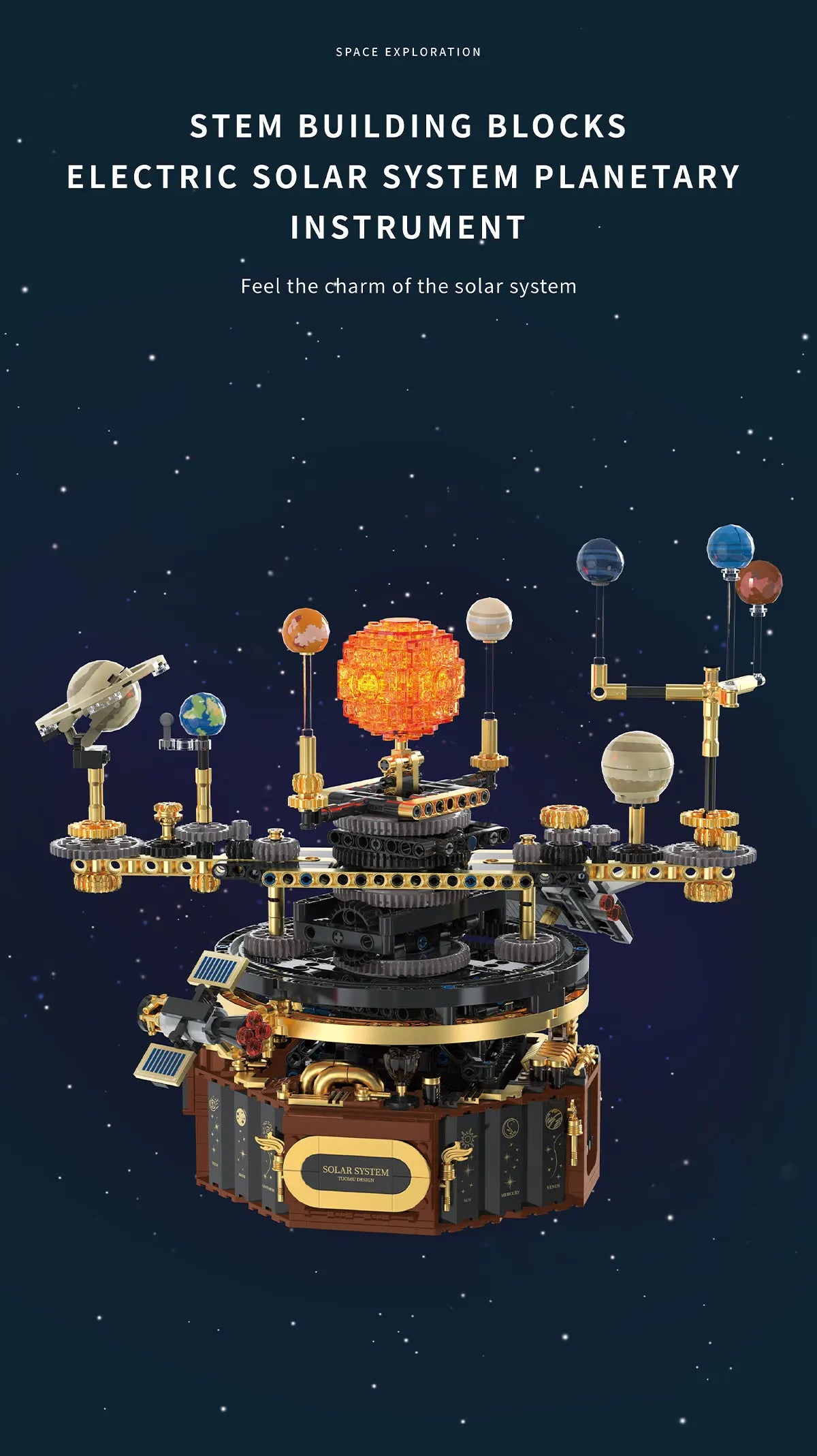 STEM Electric Rotating Universe Electric Solar System Light Building Blocks Sun Earth Model Space Sc - Gallery image 10