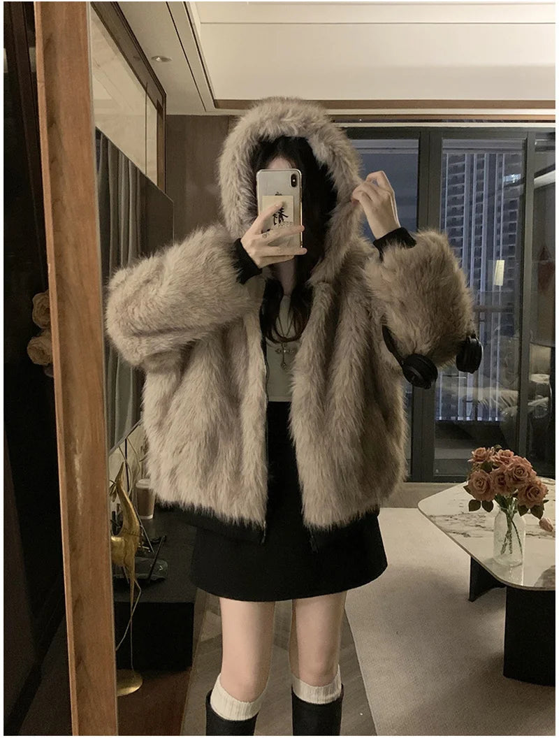 Double Sided Winter Coat Women Clothing Imitation Mink Fur Fur Hooded Cotton Jacket Female Warm Cott - Gallery image 8