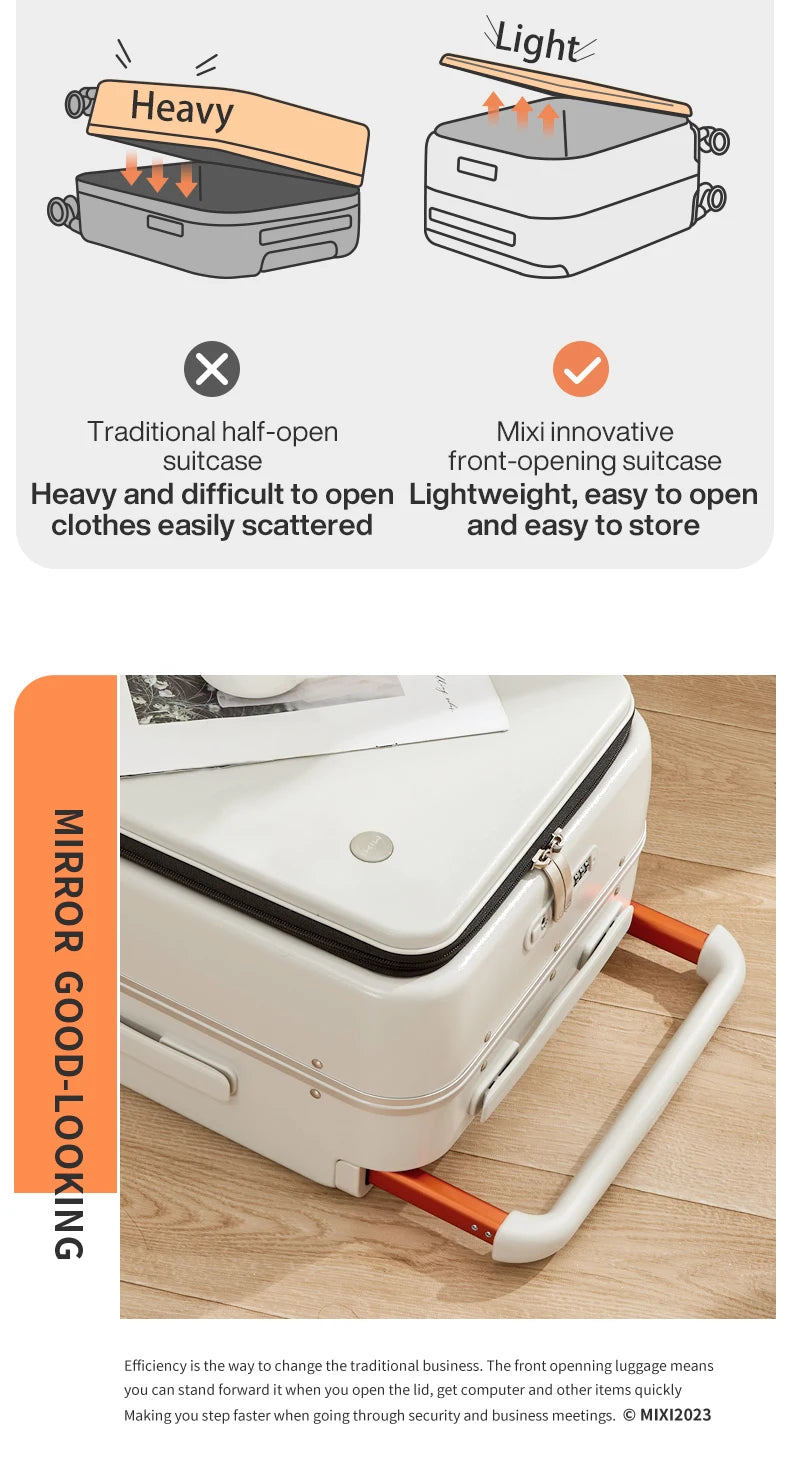 Mixi 2024 New Design Wide Handle Suitcase Men Carry-On Luggage Women Travel Trolley Case 20 Inch Cab - Gallery image 19