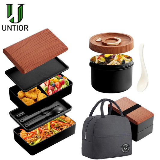 Untior Divided Lunch Box Picnic Microwave Japanese Bento Box Double